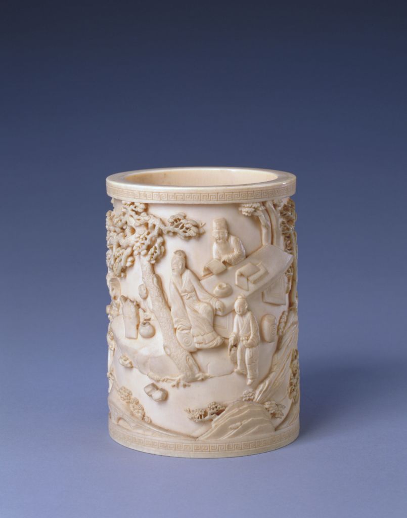 图片[2]-Ivory brush holder with pine shade-China Archive